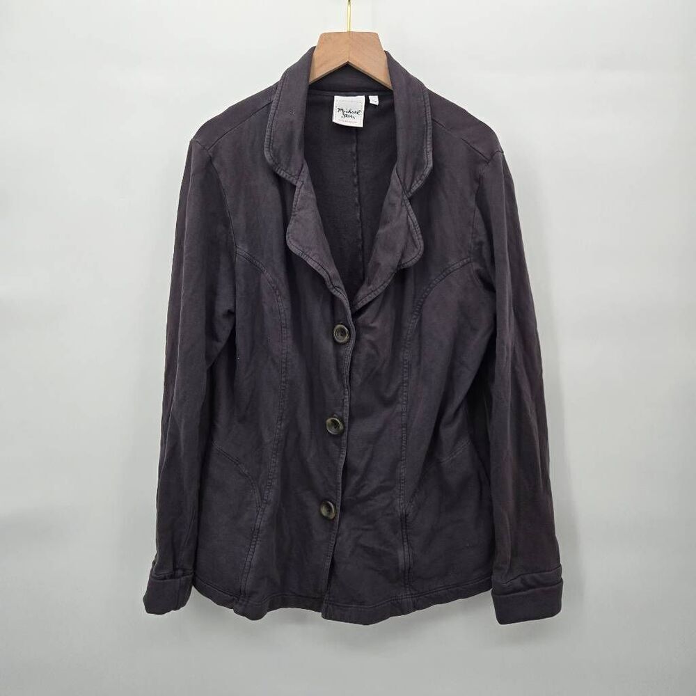 Michael Stars Cotton Jacket Top Women’s One Size Gray Button Front Casual Made U
